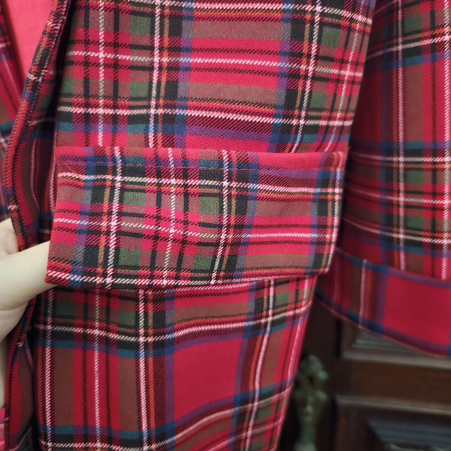 Blazer/casaco vermelho xadrez