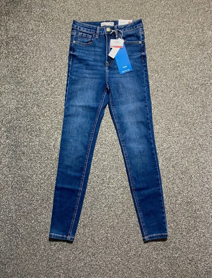 Jeansy Sinsay 34 wysoki stan skiny super high waist