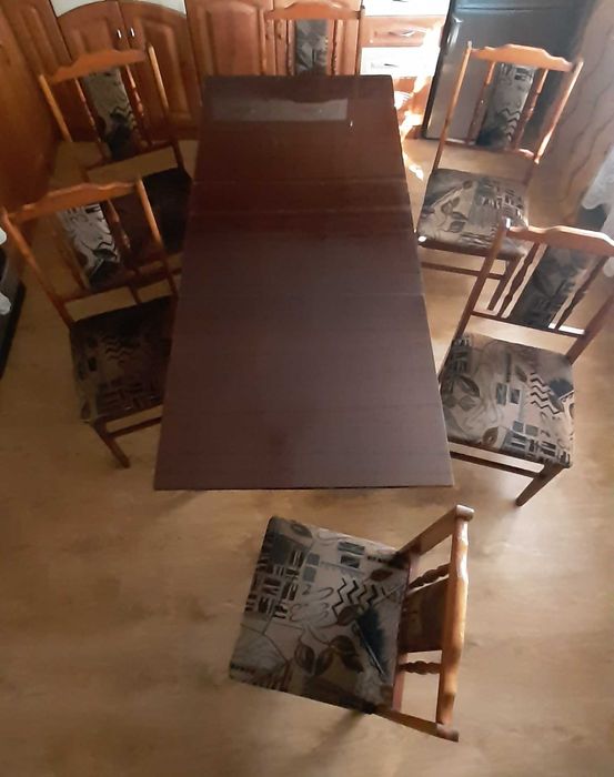 Komplet Stół 170/120x75x74 i 6 Krzeseł Wypoczynkowy Kuchnia Salon