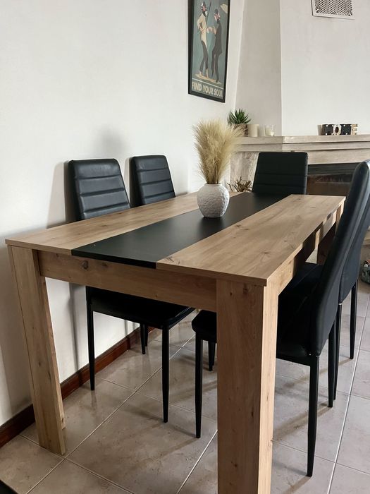 Conjunto Mesa de Jantar Moderna + 6 Cadeiras