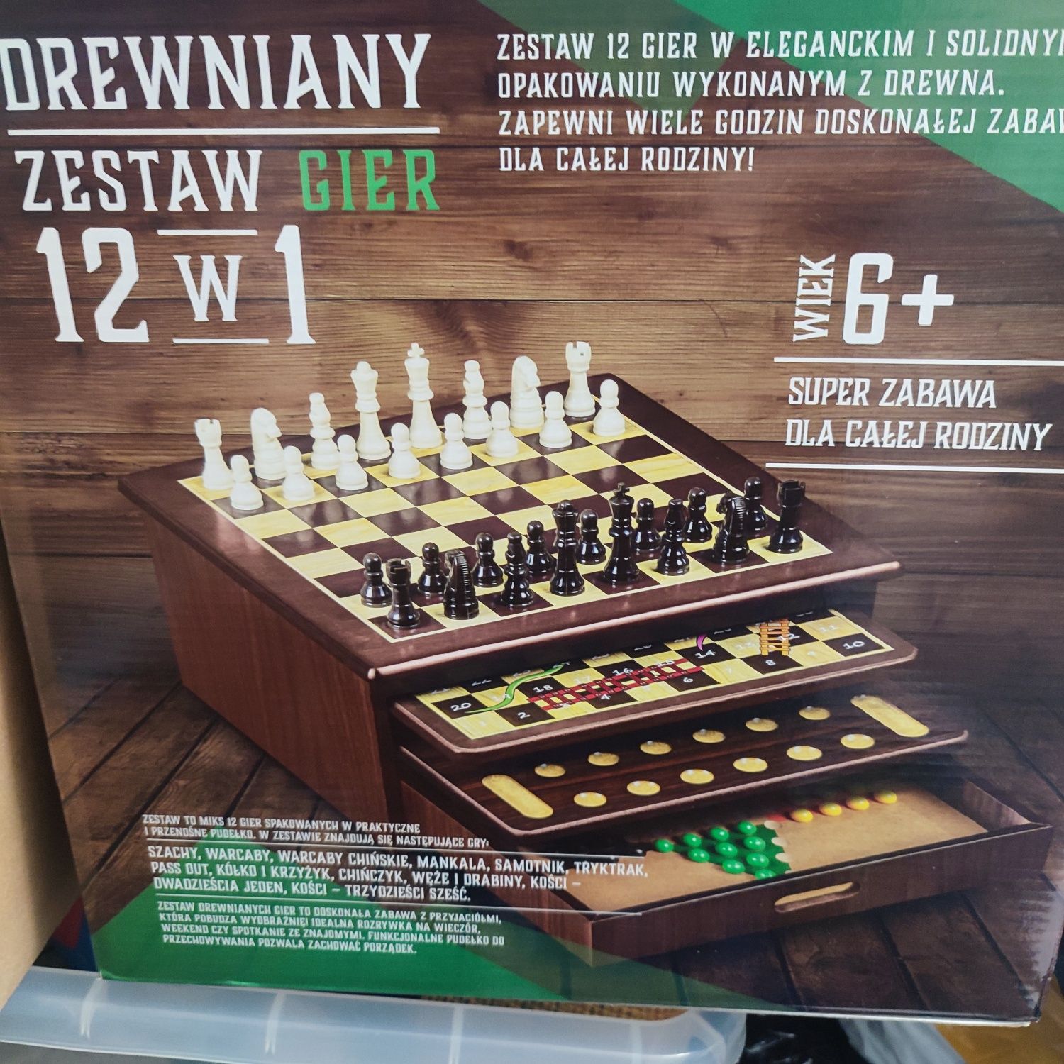 Drewniany zestaw gier 12 w 1