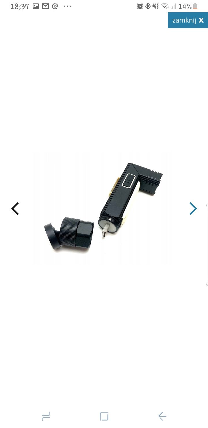 Latarka Kątowa Z Mocnym Magnesem Ładowana Poprzez USB