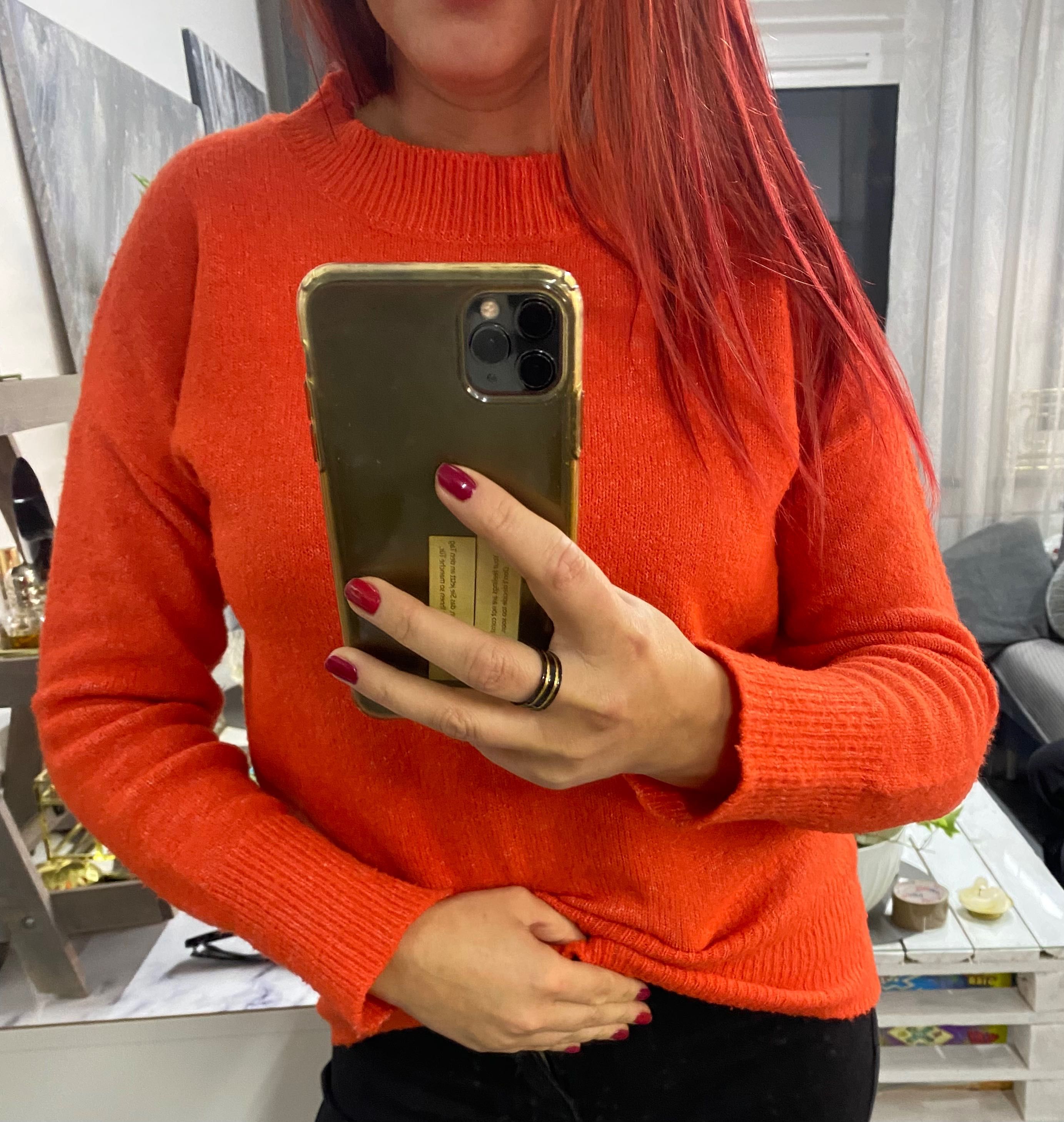 Czerwony jaskrawy sweterek xs-s Primark