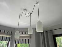 Lampa 3 zwisy, białe szkło