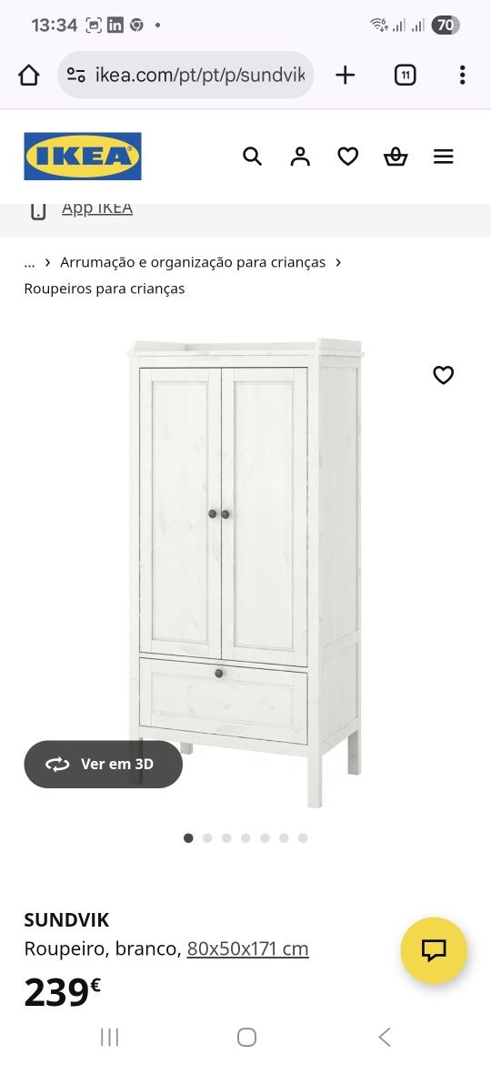 Roupeiro branco, IKEA Sundvik