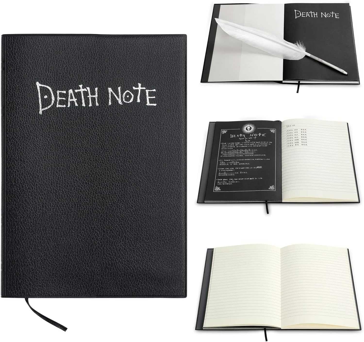 Death Note caderno + pena + 2 colares + marcador - NOVO ENVIO GRÁTIS