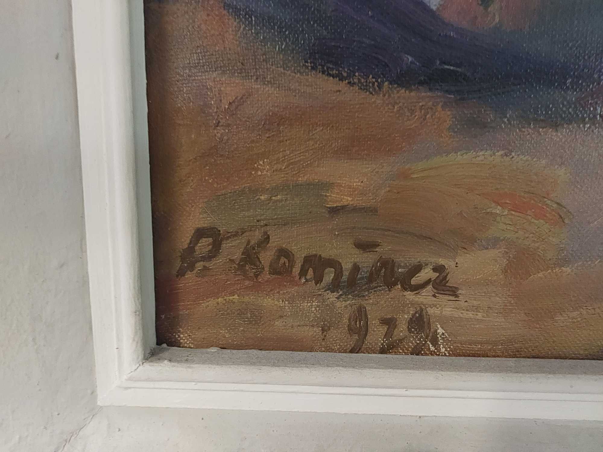 Obraz olejny Komincz Piotr Pejzaż z łodziami