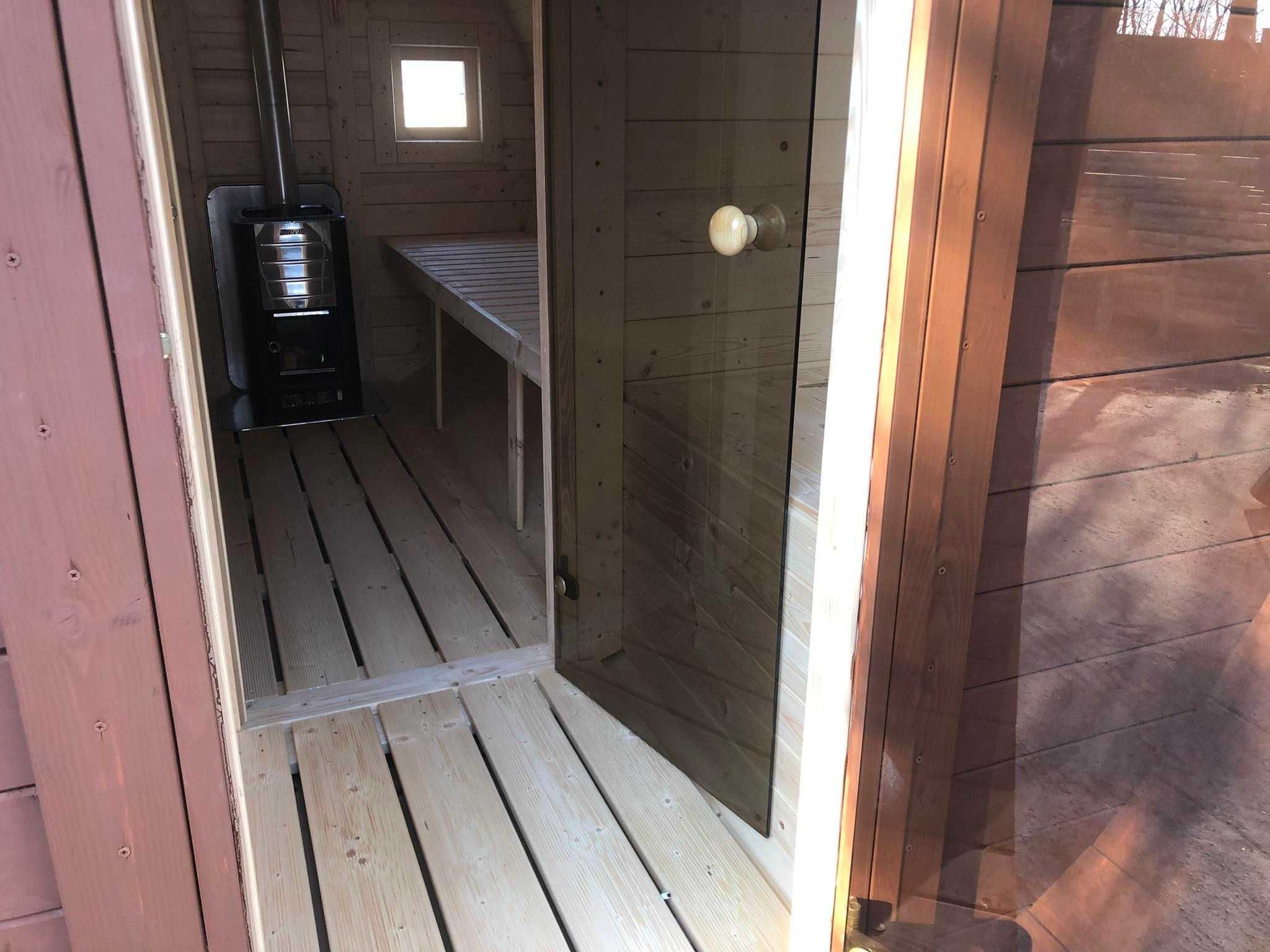 Sauna Ogrodowa 3,8 m x 2,2 m Cały komplet Piec Szatnia Raty Leasing