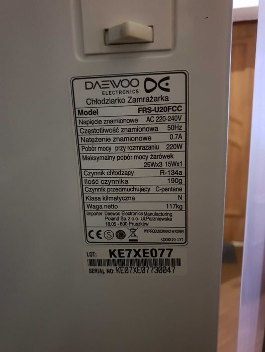 Drzwiczki do lodówki daewoo