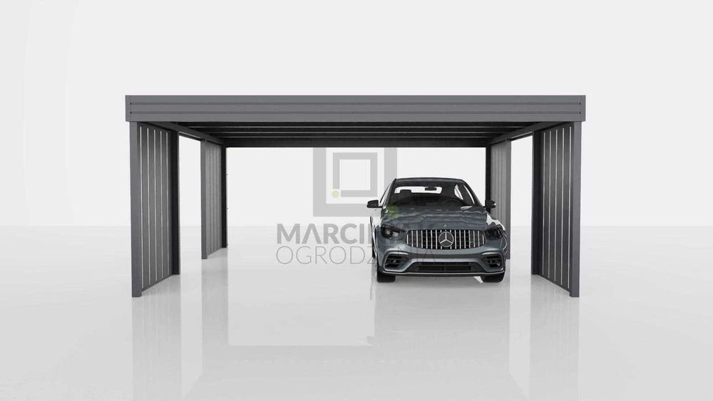 Wiata garażowa na 2 auta 5,5x5,5 Modern+ Pion(stwórz wiatę u nas w 3D)