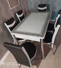 Стіл обідній Раскладной кухонный стеклянный обеденный стол и стулья