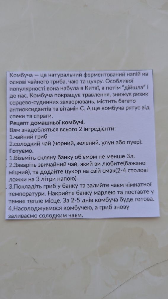 Комбуча, чайний гриб 100 грн на карту абр 125 олх доставка