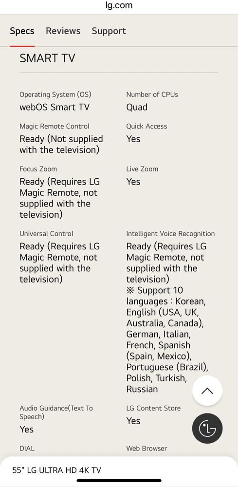 Smart TV LG 4K Ultra HD Led 55p