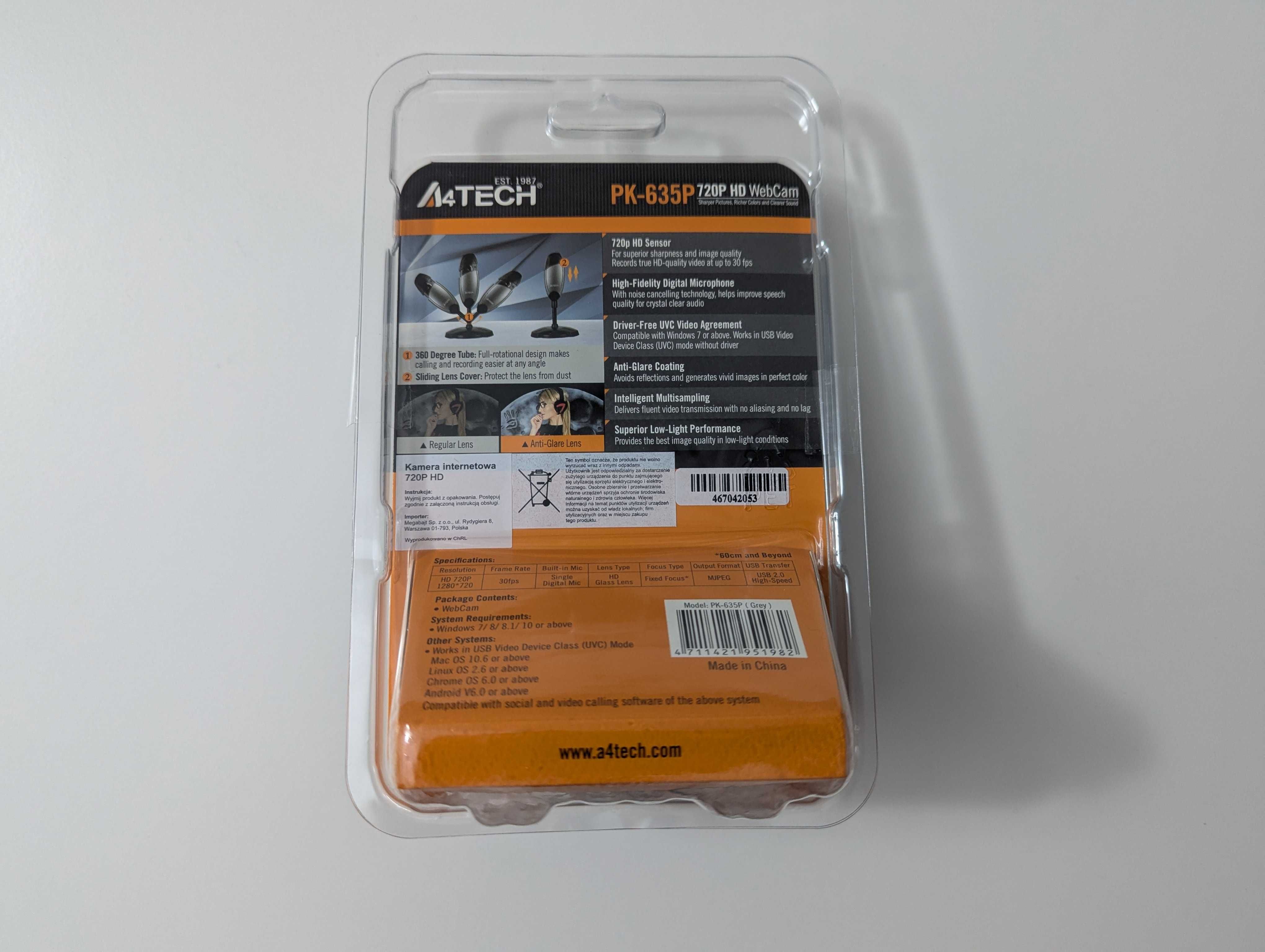 Kamerka Kamera Internetowa A4Tech HD PK-635P USB Nowa