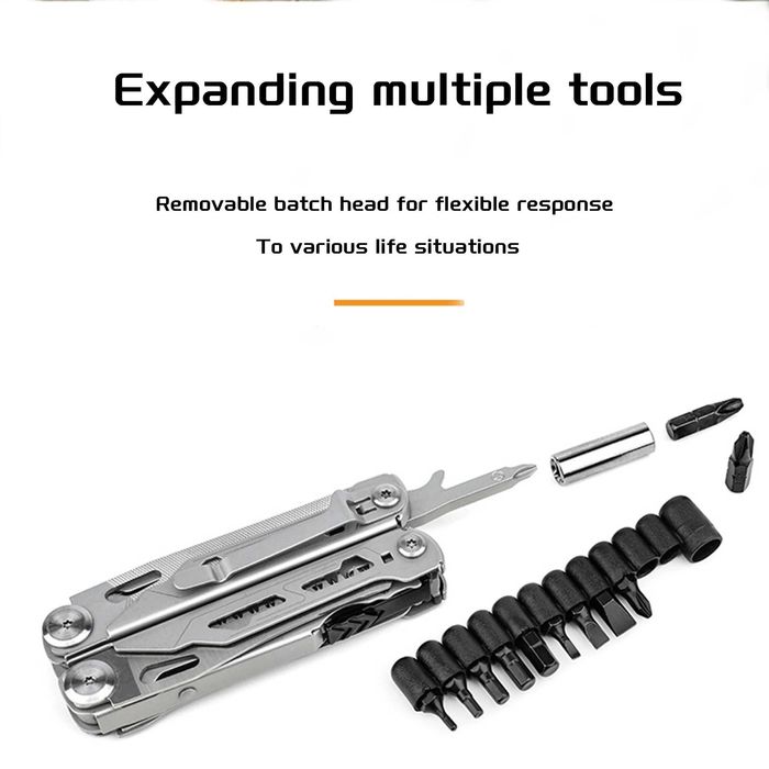 Мультитул MQ062 Silver Тактичний 17в1 + набір біт Multitool