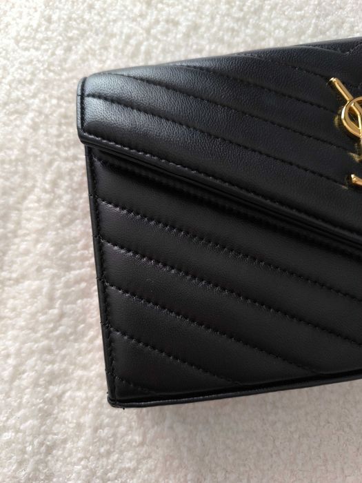 Kopertówka Ysl czarna skóra naturalna