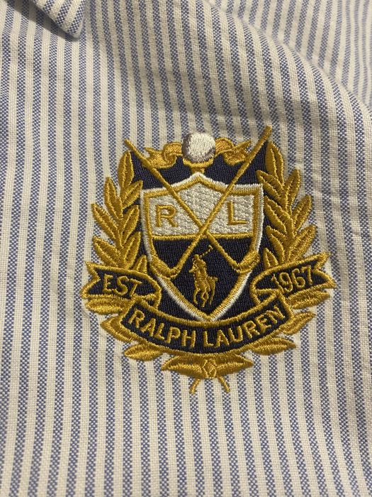(XS-S) Женская Полосатая голубая хлопковая рубашка POLO RALPH LAUREN
