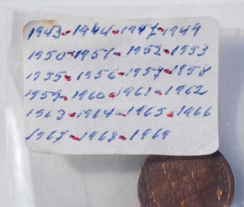 Moedas de X centavos de 1943 a 1969, bronze