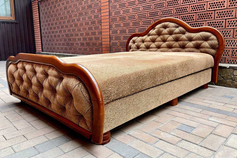 Розкішне 2-сп. ліжко + підйомний мех-м + ящик, інкрустація -ДЕРЕВО