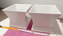 2 Vasos Quadrados Brancos para Jardim/Decoração
