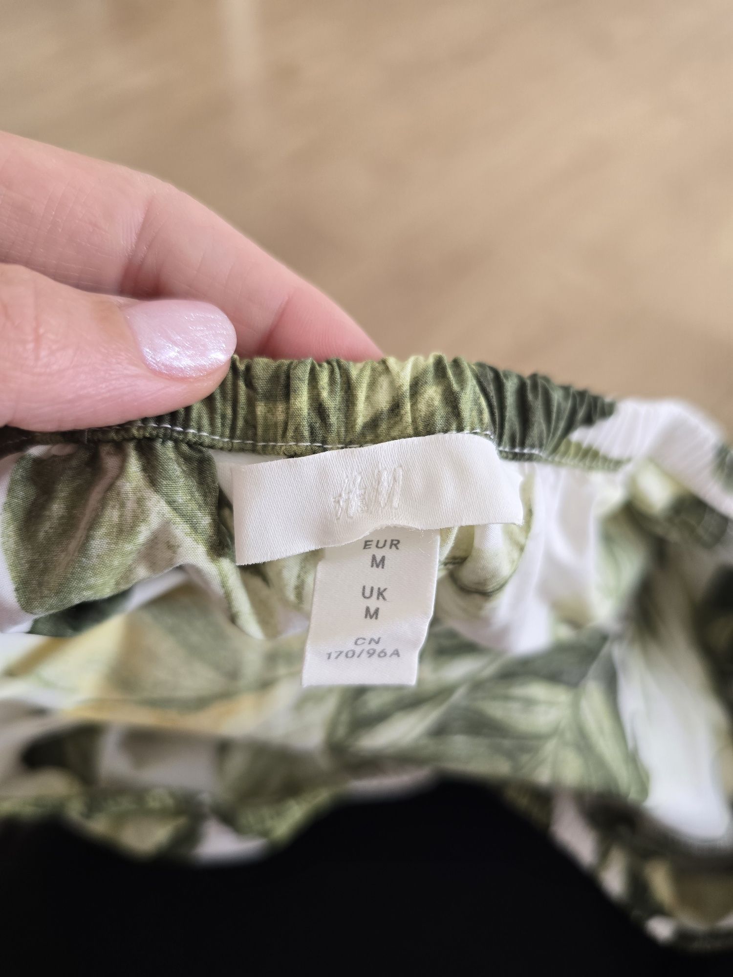 Bluzka kwiaty crop top 38 M bawełna H&M cytryny marszczona letnia