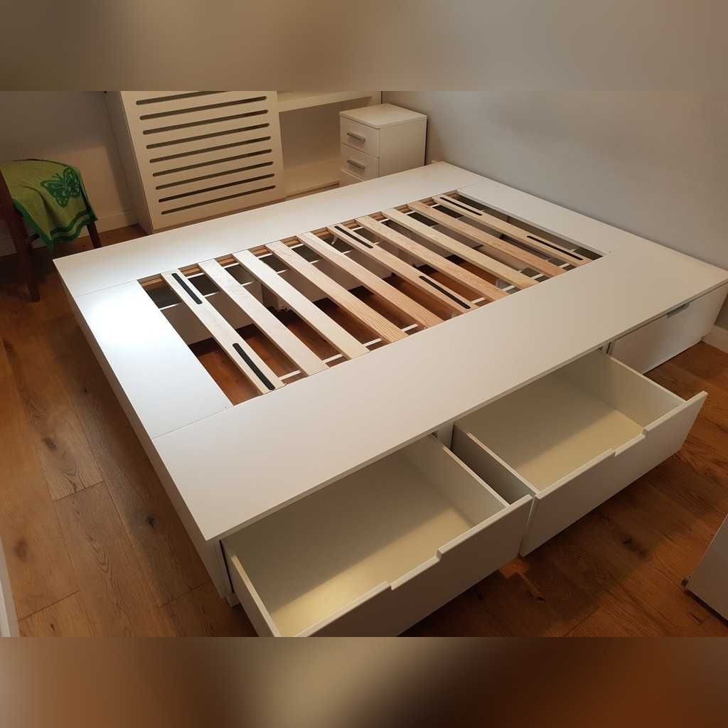 Łóżko IKEA Nordli rama+stelaż+6 szuflad, r.160x200cm-dostawa gratis