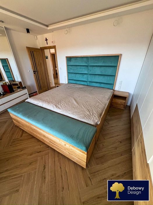 Łóżko dębowe z pojemnikiem