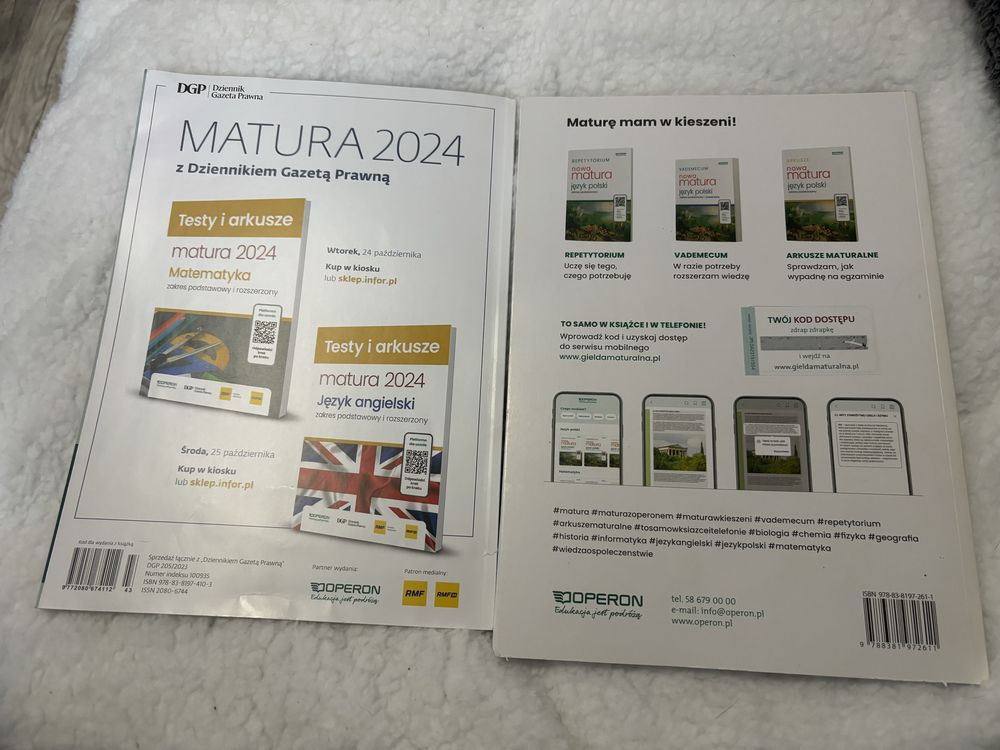 Zestaw książek arkusze i testy język polski matura  operon