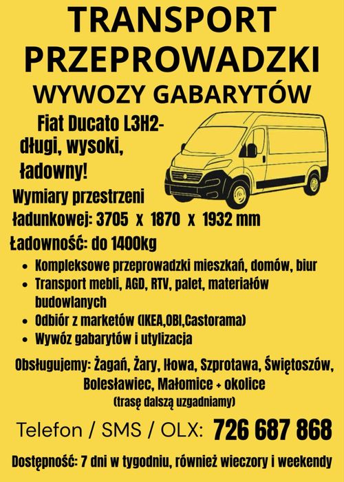 Wynajem Busa Fiat Ducato Maxi 2.3 MultiJet | Przeprowadzki | Usługi