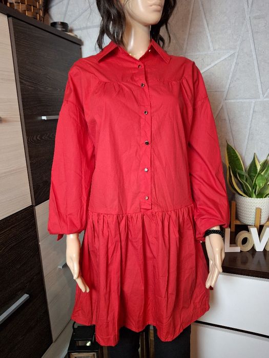 Koszula czerwona, czerwona bluzka damska,tunika czerwona, święta,