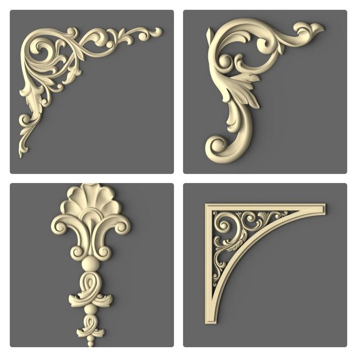 Накладки декоративні дерев'яні різні різьблені , декор для мебелі чпу