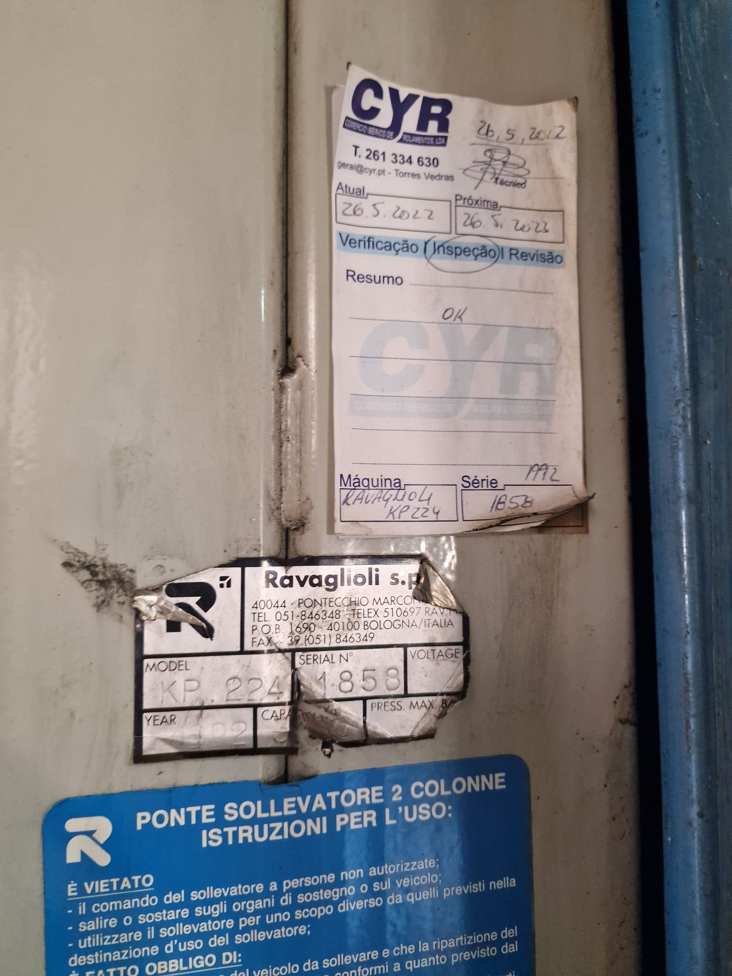Elevador Ravaglioli 3000kg trifásico