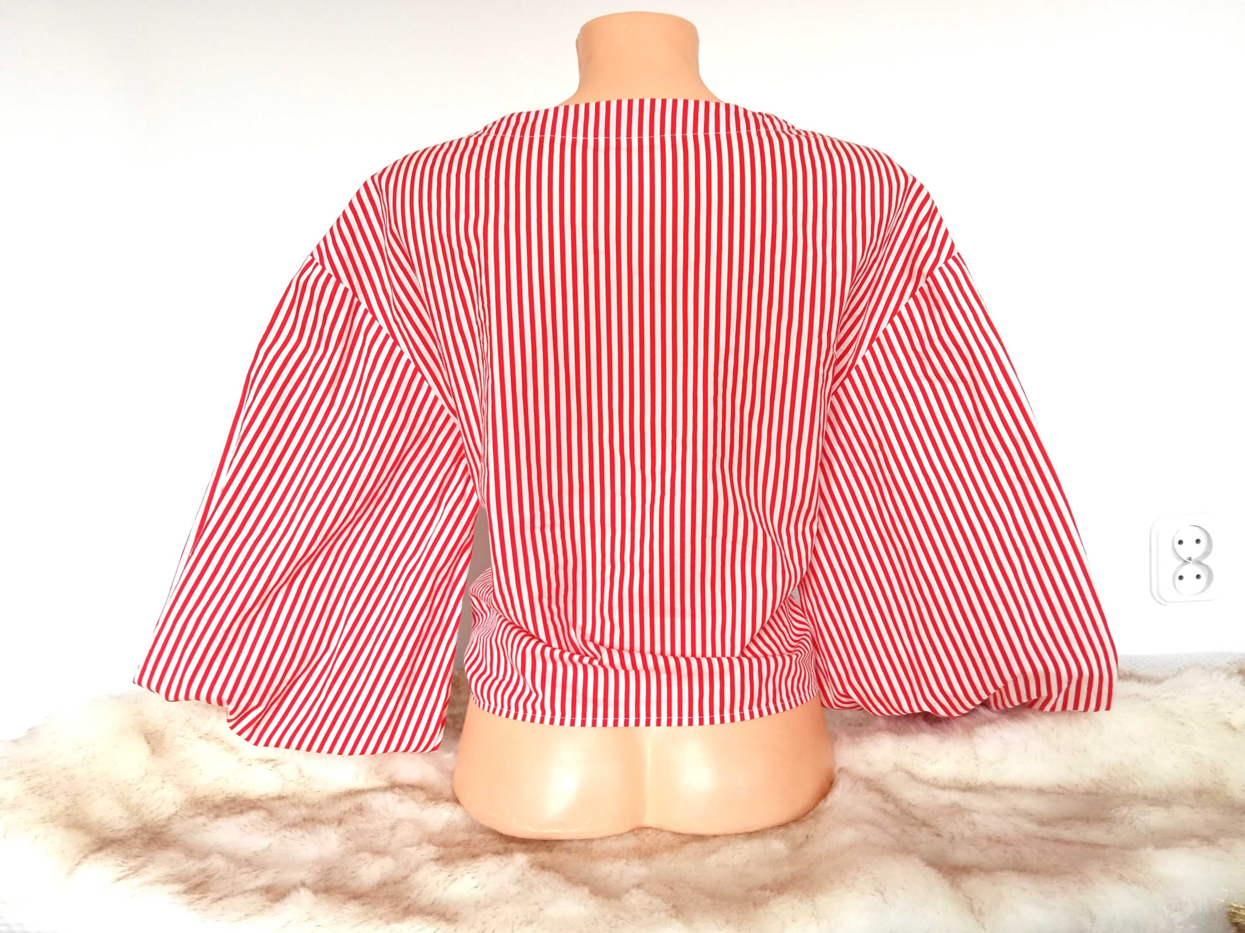 bluzka H&M w paski czerwona biała 100% bawełna