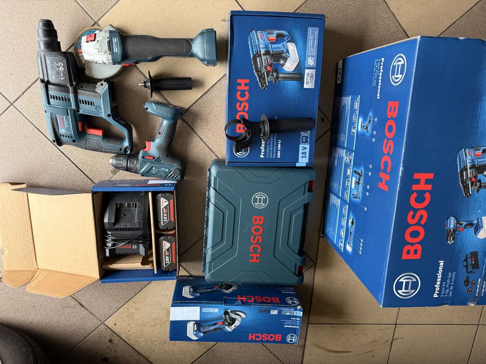 Zestaw elektronarzędzi Bosch professional wkretarka szlifierka wiertar