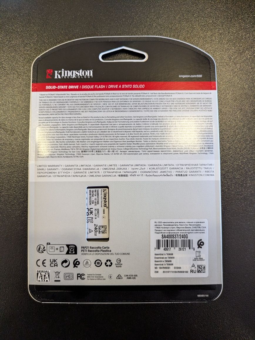 SSD Sata 3 Kingston 240gb, новий в заводській упаковці!