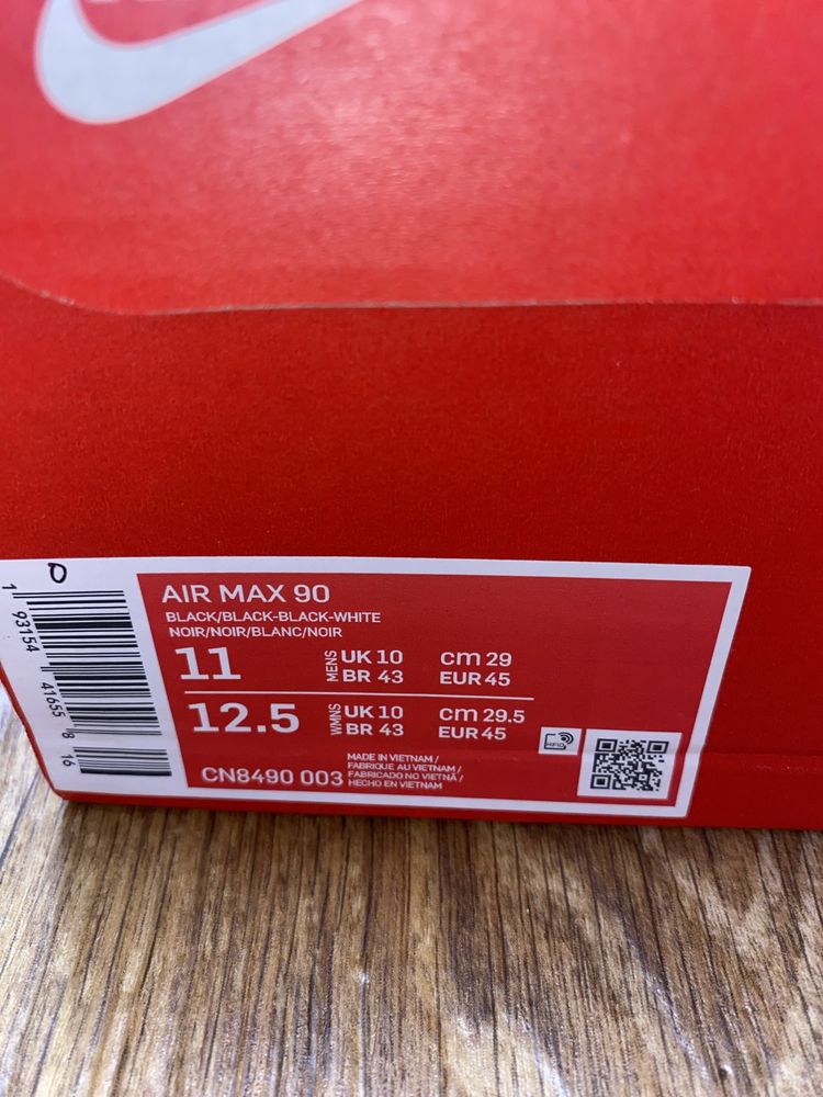 АКЦИЯ! Оригинальные Кроссовки Nike Air Max 90 Black (45) CN8490-003