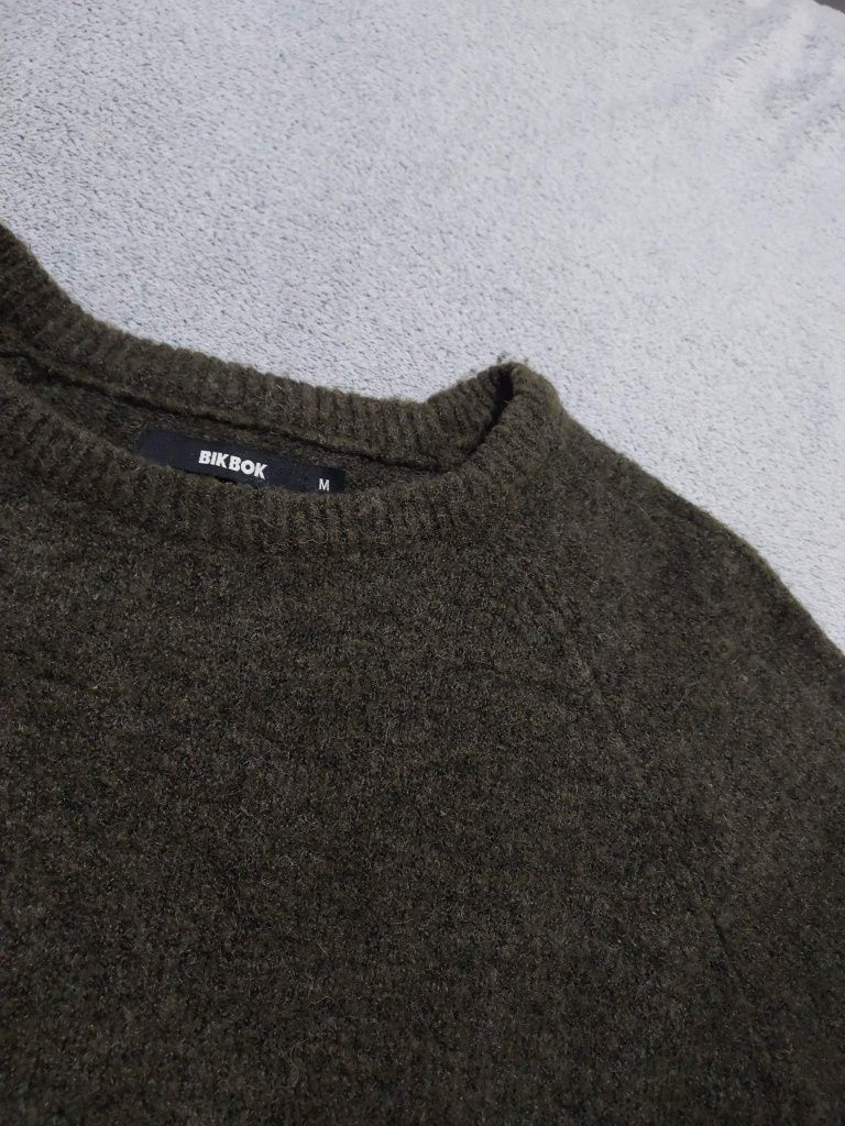 Sweter khaki wełna, alpaka M 38