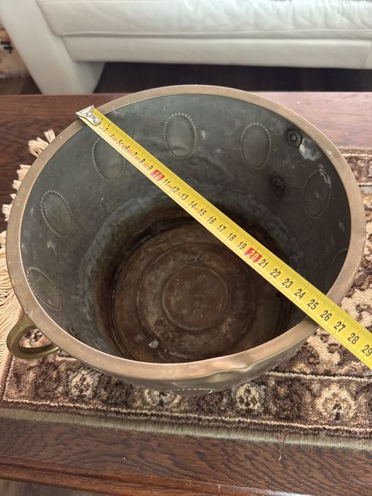 Stara mosięzna doniczka donica odsłonka na doniczke handmade