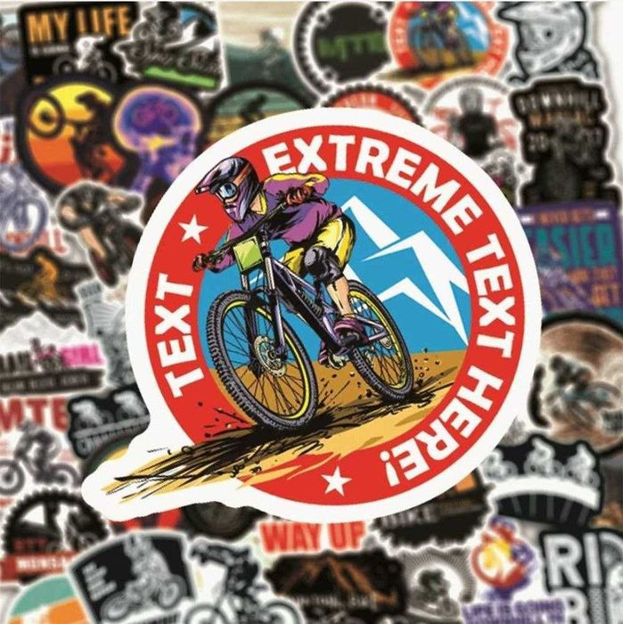Наклейки стикеры для любителей MTB, BMX и экстрима 50 шт