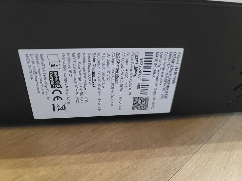 Гібридний інвертор Marsriva 4кВт Wi-Fi (MR-SPF4000 TWIN V3) гарантія