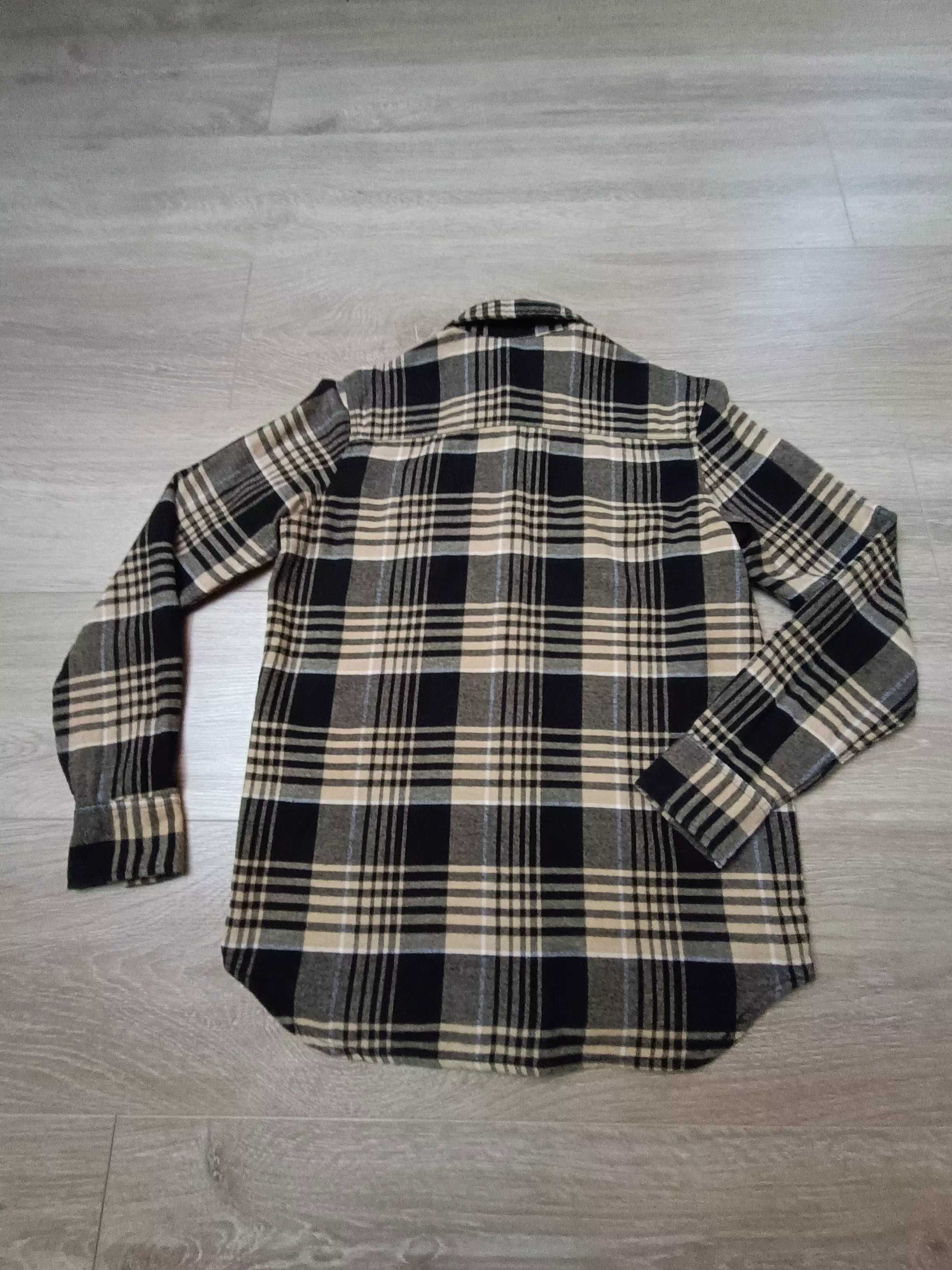 Koszula krata cienka flanela długi rękaw kołnierzyk kieszeń 'H&M' 146