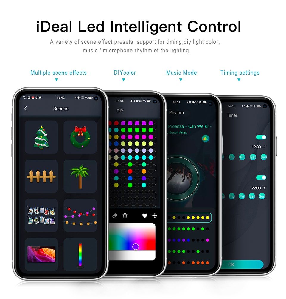 RGB Смарт гірлянда 10м з пультом, 100 LED світлодіодів IP65