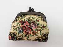 Porta moedas vintage Needlepoint petit point tapeçaria - nunca usado