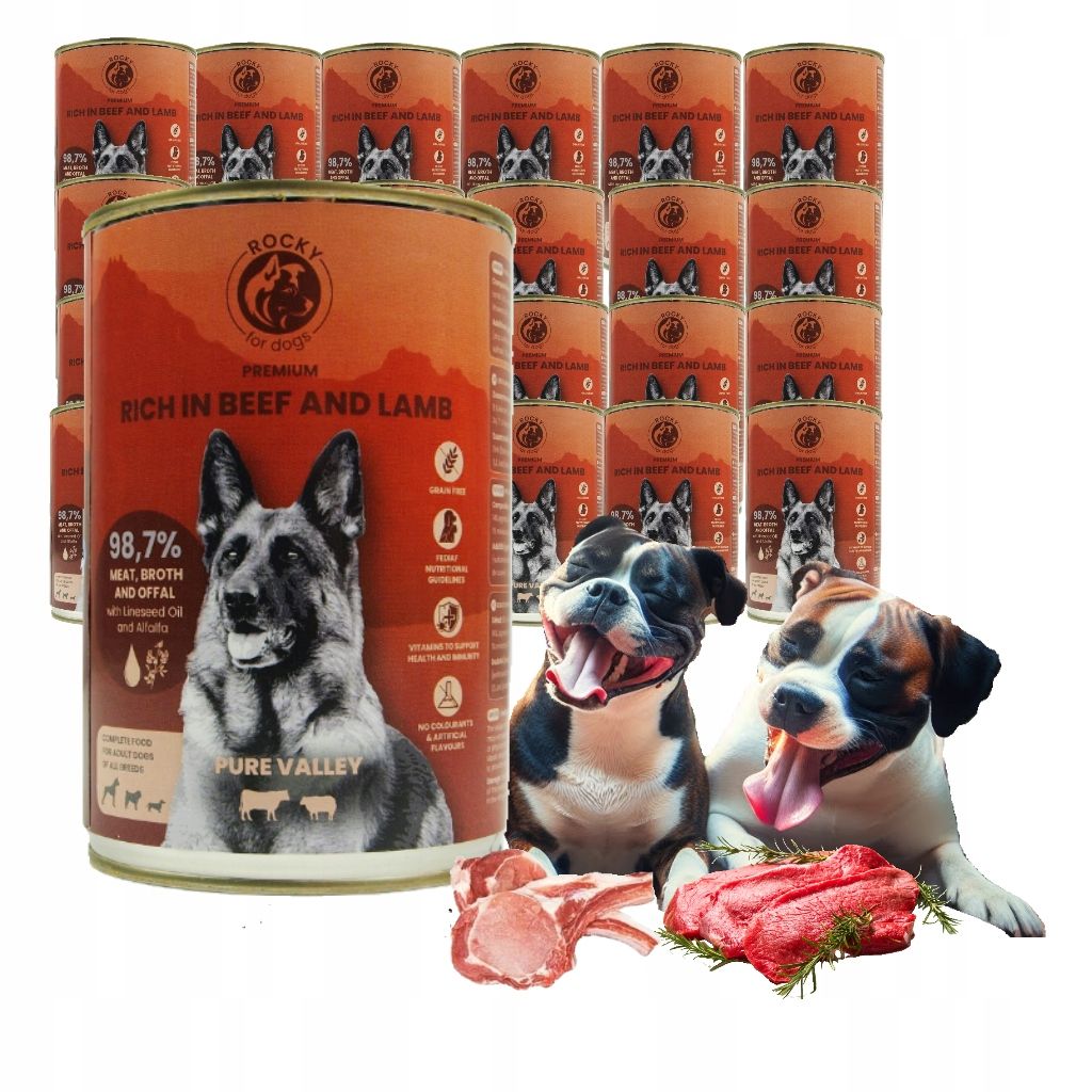 Karma Mokra Bezzbożowa Rocky Wołowina z Jagnięciną 24 x 400g