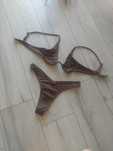 Bikini strój kąpielowy dwuczęściowy tankini thong stringi sexy brązowy