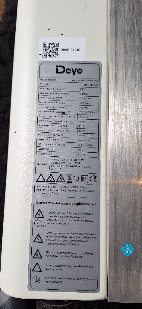 Inwerter DEYE 10kW, 3 fazowy, SUN-10K-G03