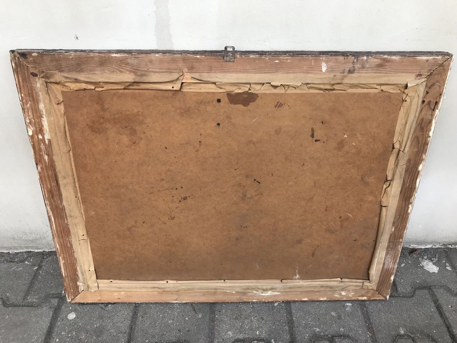 Duży obraz olejny, pejzaż z górami