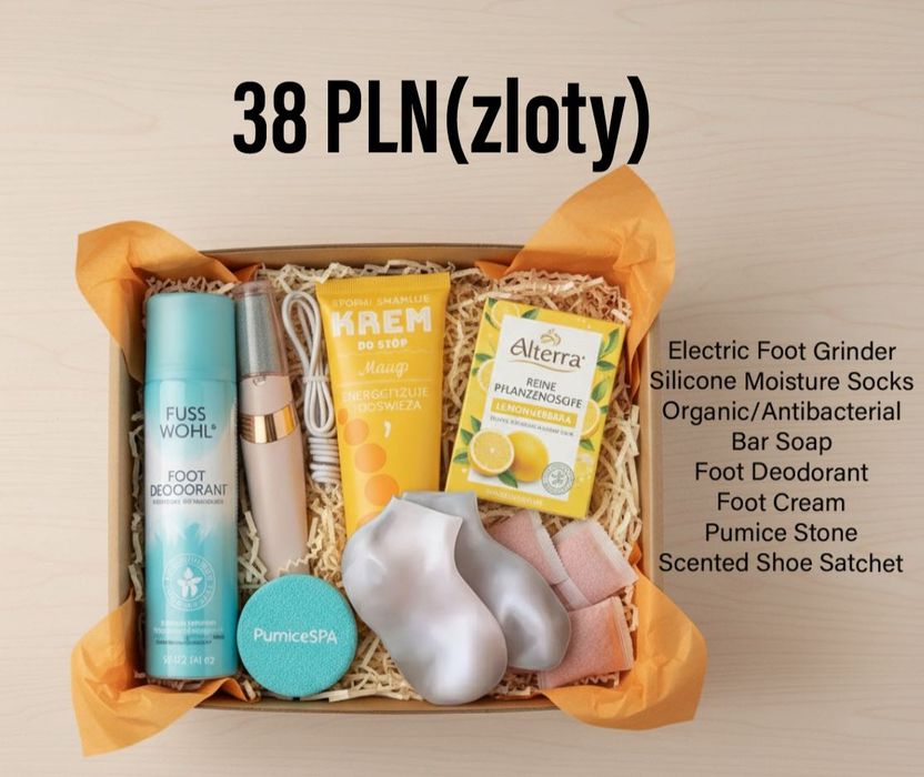 38 PLN starannie dobrany zestaw do pielęgnacji stóp