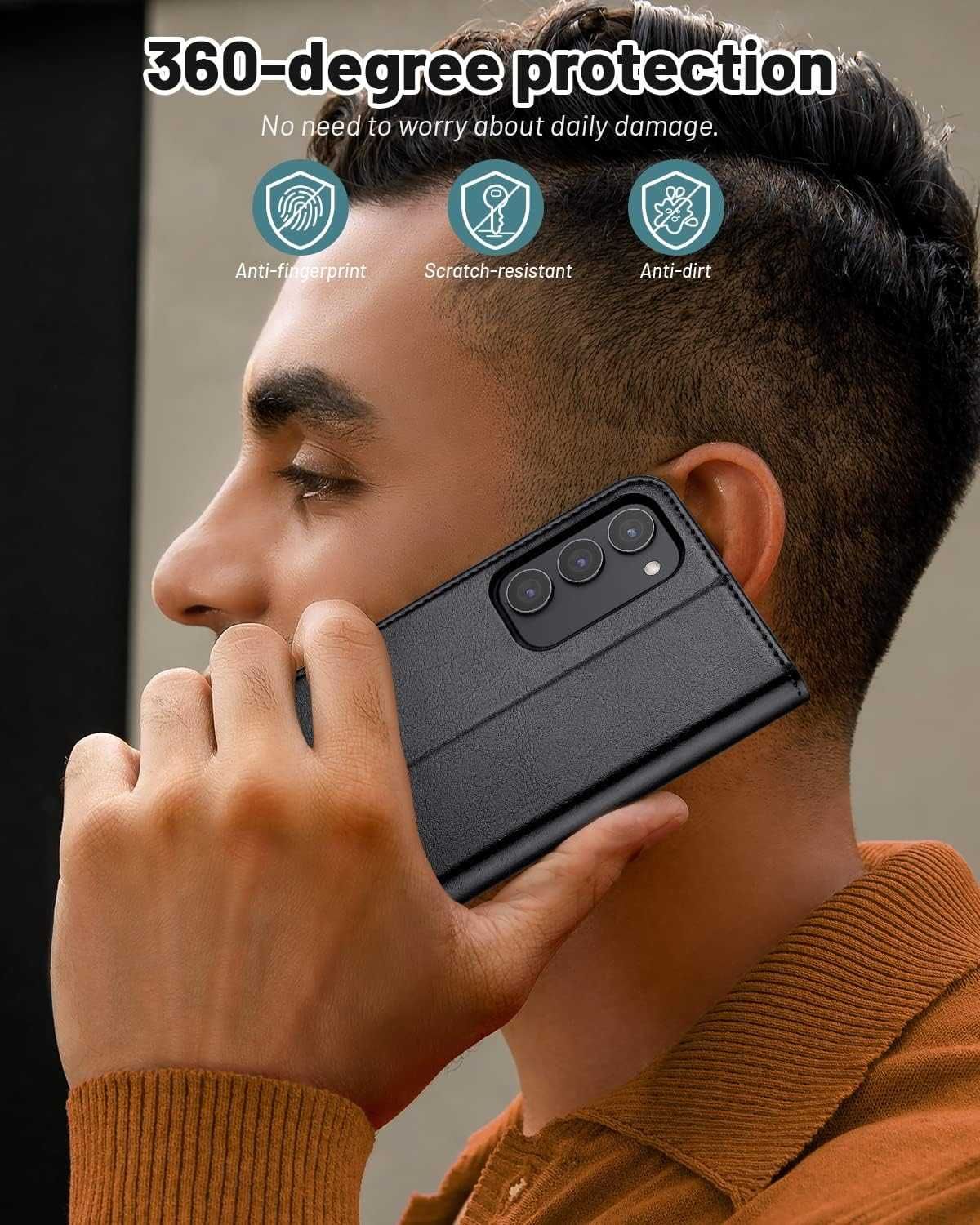 OCASE Etui skórzane z klapką do Samsung Galaxy S23 Portfel RFID stojak