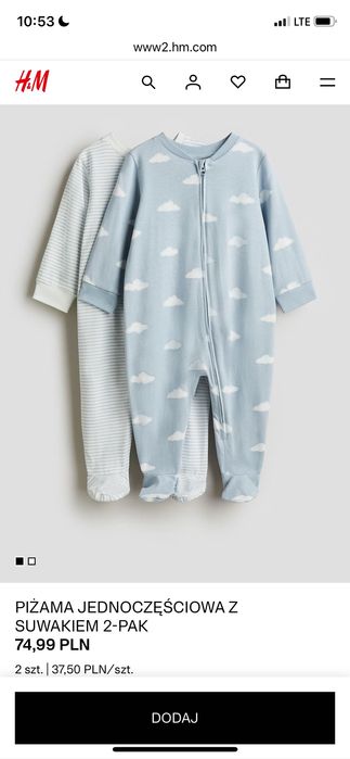 Piżama jednoczęściowa H&M r.92, pajacyk